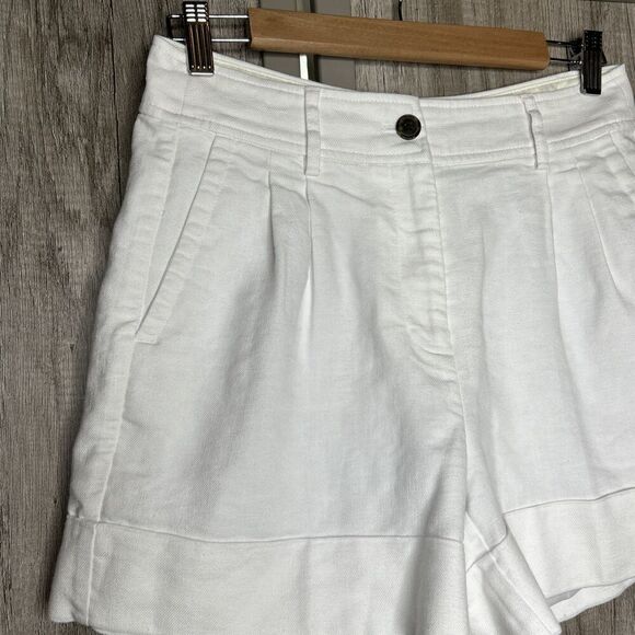 J Crew Shorts Size 2 Line Blend Cuffed White Color High Rise Lined Pockets - Picture 2 of 8